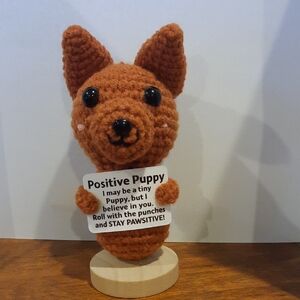 Handcrafted Brown Positive Puppy Dog Toy